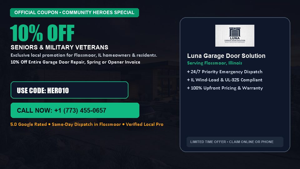 Luna Garage Door Solution 10% OFF Seniors & Military Veterans in Flossmoor, IL